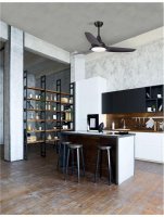 NOVA LUCE stropn� ventil�tor se sv�tlem SAMOA t�lo z oceli matn� b�l� a sklo 3ABS b�l� listy LED 18W 3000K 5267302