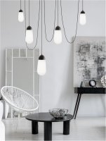 NOVA LUCE z�v�sn� sv�tidlo BLAKY matn� �ern� kov a op�lov� sklo E14 5x5W bez ��rovky 9092826