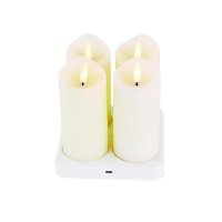 ACA Lighting Vánoční dekorace sada 4 bílých voskových LED svíček teplá bílá nabíjecí se základnou dálkové ovládání IP20 6x12cm USB-C kabel 60cm X0741694 ACA Lighting Vánoční dekorace sada 4 bílých voskových LED svíček teplá bílá nabíjecí se základnou dálkové ovládání IP20 6x12cm USB-C kabel 60cm X0741694