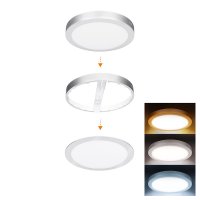 Solight LED mini panel koupelnov� 2v1, 3CCT, podhledov�/p�isazen�, 24W, 2040lm, IP54, st��brn�, kulat� WD244-S