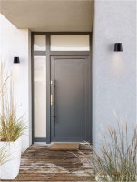 NOVA LUCE venkovn� n�st�nn� sv�tidlo OVI �ern� hlin�k sklen�n� difuzor GU10 1x7W 220-240V IP54 bez ��rovky sv�tlo dol� 9136182