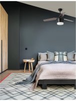 NOVA LUCE stropn� ventil�tor se sv�tlem MONSOON t�lo z oceli matn� �ern� a sklo 3ABS d�ev�n� listy LED 18W 3000K 5260251