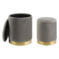 LIVING Taburet šedá/zlatá 2 ks MASHIKE 424023 LIVING Taburet šedá/zlatá 2 ks MASHIKE 424023